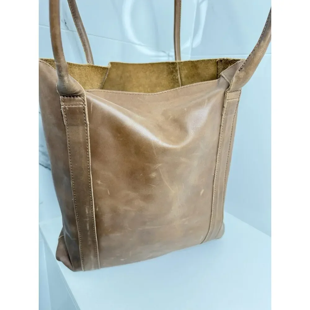 ABLE Lomi Leather Tote Beige 100% Leather Handbag Knotted Straps Ethically Made